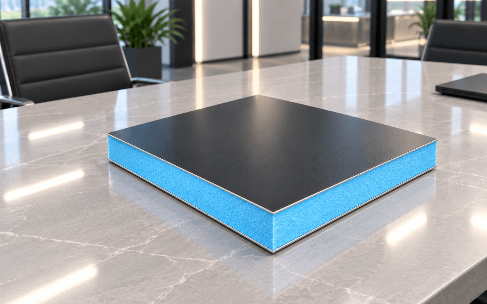 Koyu yüzeyli, mavi çekirdekli galvaniz sandviç panel